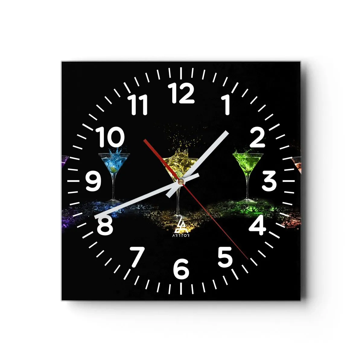 Reloj de pared - Reloj de vidrio - Los colores de la alegría en una copa de cristal - 40x40 cm