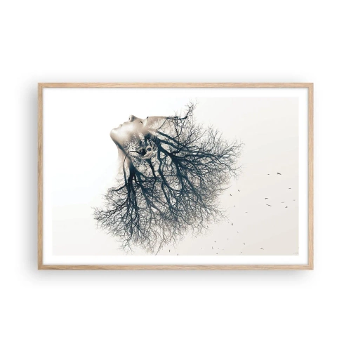 Póster en marco roble claro - Escuchando el susurro de un árbol - 91x61 cm