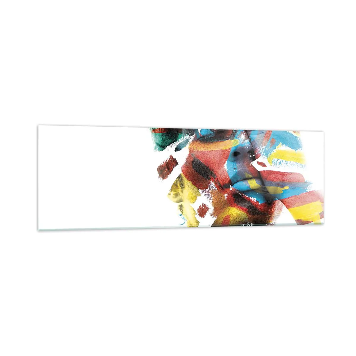 Cuadro sobre vidrio - Impresiones sobre Vidrio - Retrato abstracto en colores vivos - 160x50cm - Una personalidad colorida - Decoración de pared moderna para salón y dormitorio ARTTOR