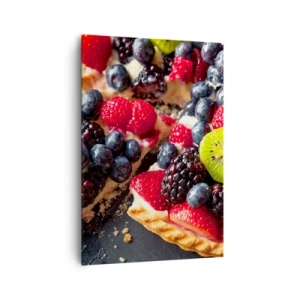 Cuadro sobre lienzo - Impresión de Imagen - Tarta colorida con frutas y nata - 70x100cm - ¡Dolce vita! - Decoración de pared moderna para salón y dormitorio ARTTOR