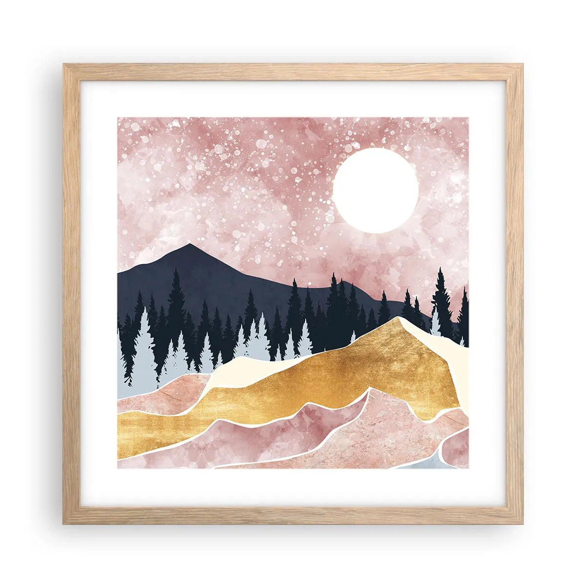 Póster en marco roble claro - Vigilancia nocturna - 40x40 cm