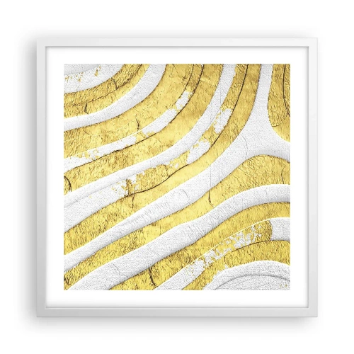 Póster en marco blanco - Una composición en blanco y oro - 50x50 cm