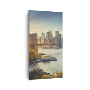 Cuadro sobre lienzo - Impresión de Imagen - El amanecer de la gran ciudad - 65x120 cm