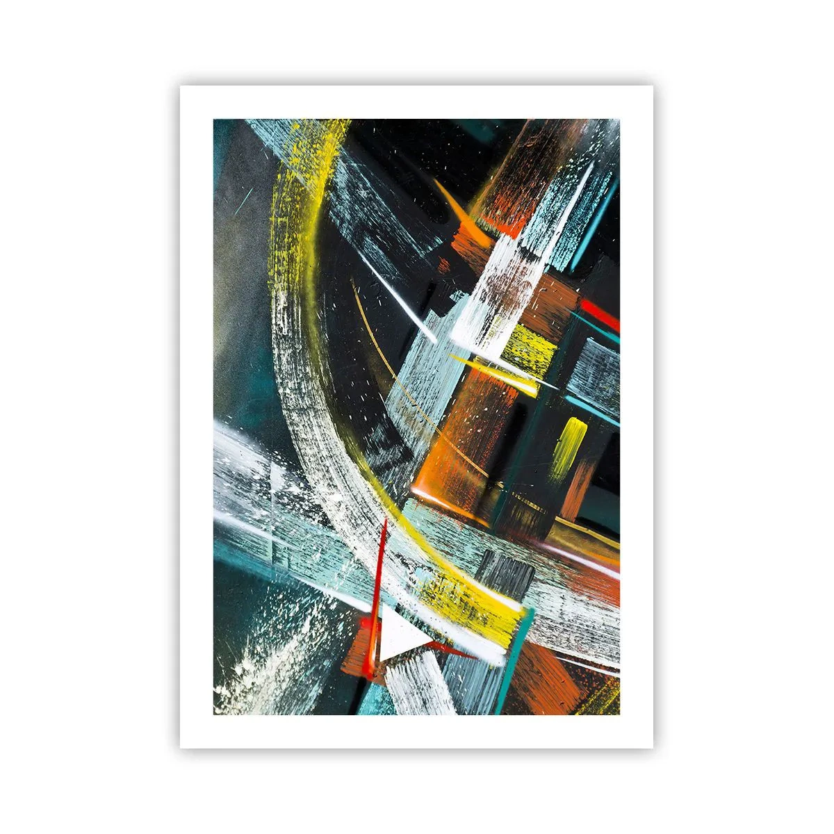 Póster - Abstracción en colores intensos con formas geométricas. - 50x70cm - La energía del movimiento - Decoración de pared moderna para salón y dormitorio ARTTOR