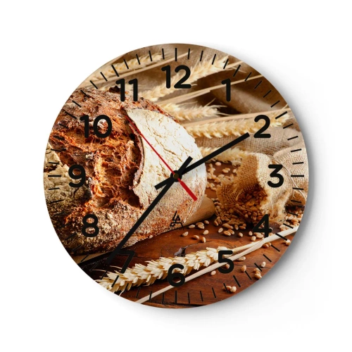 Reloj de pared - Reloj de vidrio - Apetitoso, fragante, crujiente - 30x30 cm