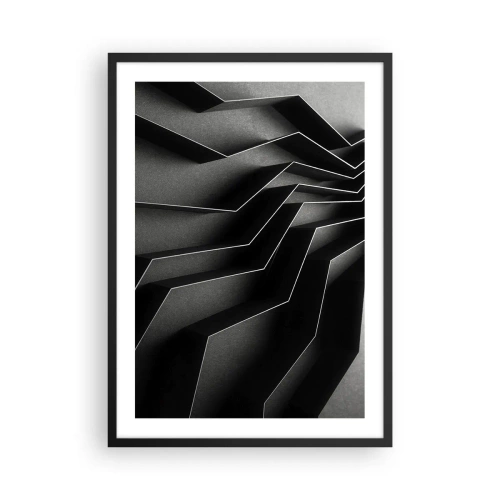 Póster en marco negro - Una composición en blanco y negro de estructuras geométricas y espaciales. - 50x70cm - Orden espacial - Decoración de pared moderna para salón y dormitorio ARTTOR