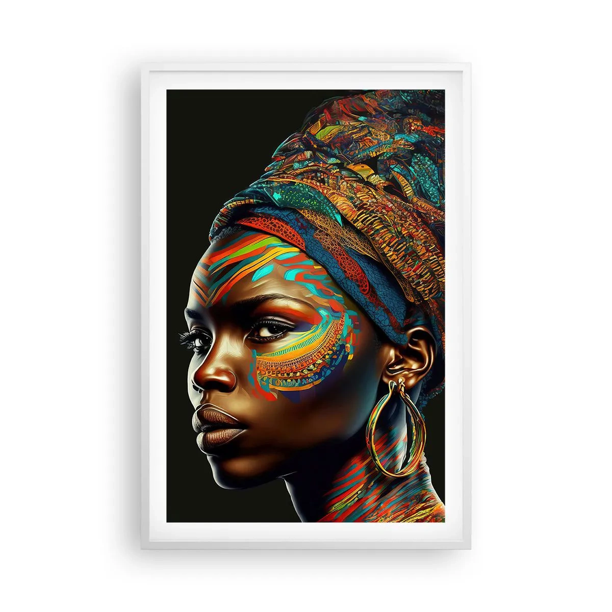 Póster en marco blanco - Reina africana - 61x91 cm