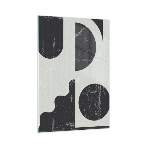 Cuadro sobre vidrio - Impresiones sobre Vidrio - Patrones geométricos en tonos negros y grises. - 70x100cm - Composición arriba y abajo - Decoración de pared moderna para salón y dormitorio ARTTOR