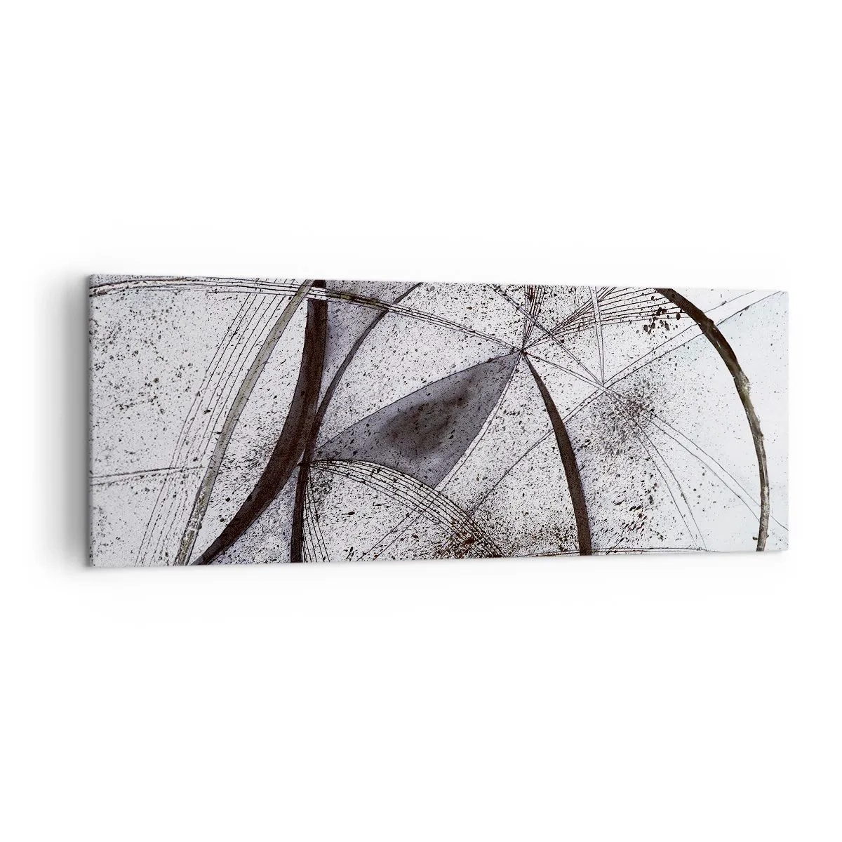 Cuadro sobre lienzo - Impresión de Imagen - Líneas y formas abstractas en tonos de gris y negro. - 140x50cm - Fantasía futurista - Decoración de pared moderna para salón y dormitorio ARTTOR