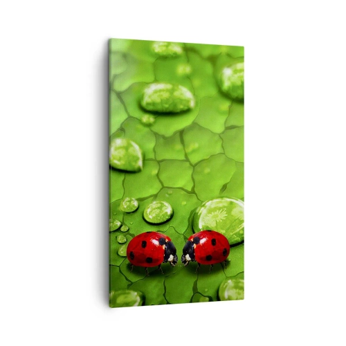 Cuadro sobre lienzo - Impresión de Imagen - Reunión sobre verde - 45x80 cm
