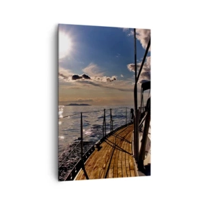 Cuadro sobre lienzo - Impresión de Imagen - Un crucero en yate por el mar al atardecer - 80x120cm - Bajo las velas hacia el sol - Decoración de pared moderna para salón y dormitorio ARTTOR