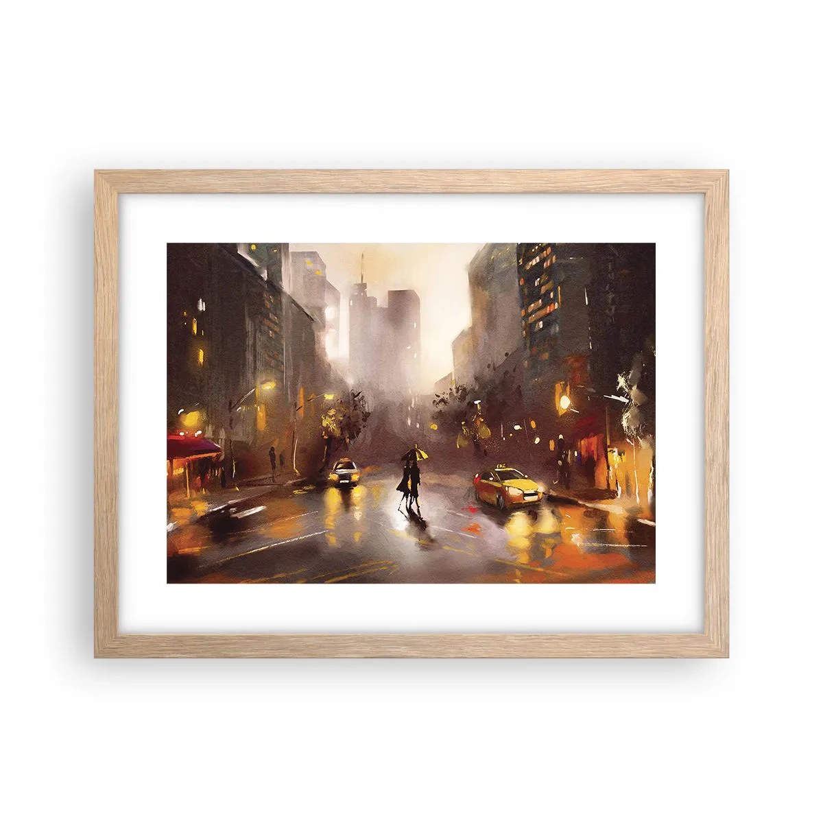 Póster en marco roble claro - En las luces de Nueva York - 40x30 cm