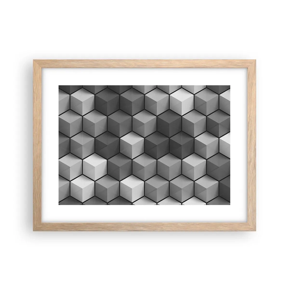 Póster en marco roble claro - Rompecabezas cubista - 40x30 cm