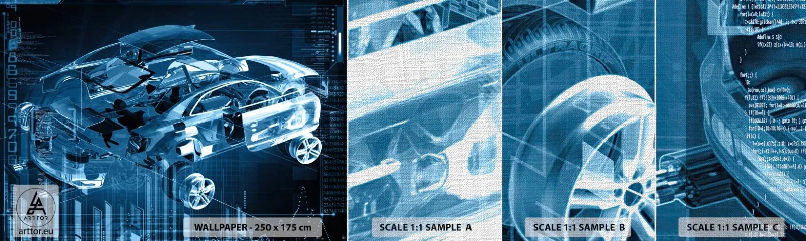 Muestra de fotomural Premium Canvas - Anatomía del ingeniero - Automotor, Auto, Concepto - 100x30 cm