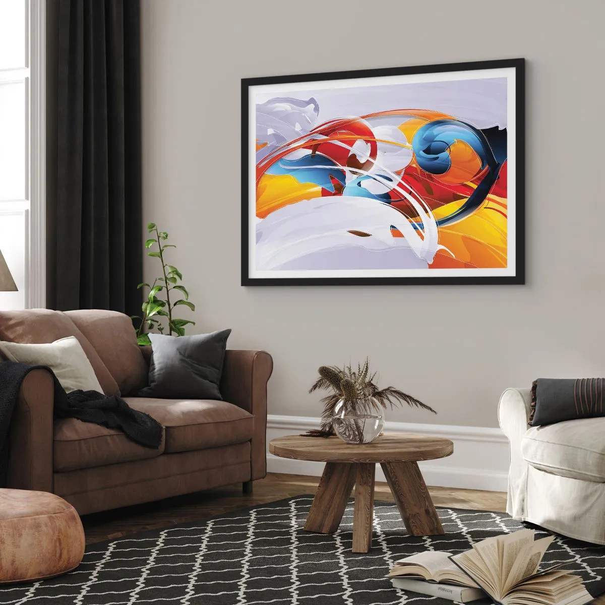 Póster en marco negro - Danza de los elementos - 91x61 cm