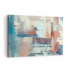 Cuadro sobre lienzo - Impresión de Imagen - Composición abstracta en tonos azules y beige. - 100x70cm - Alcanzando la luz - Decoración de pared moderna para salón y dormitorio ARTTOR
