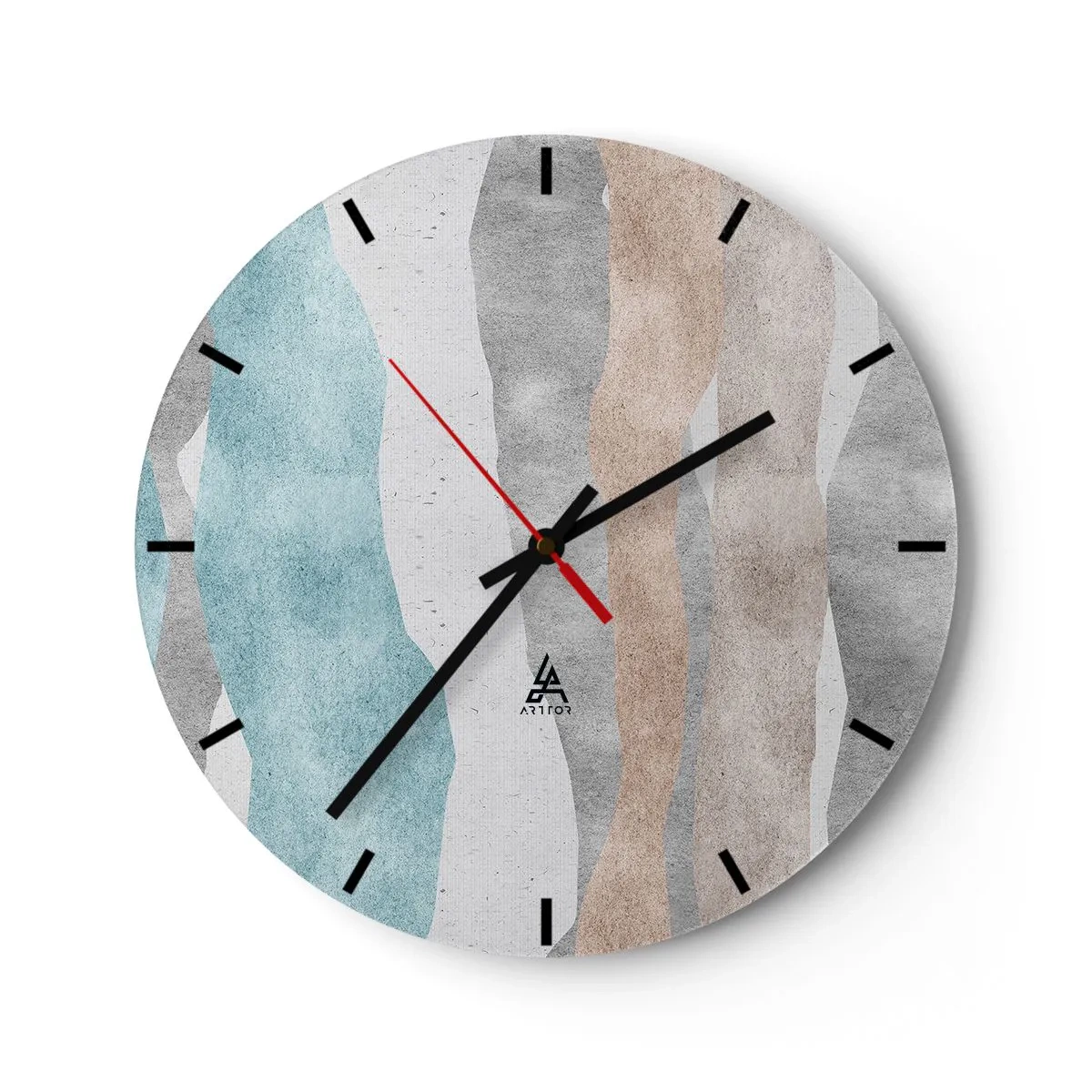 Reloj de pared - Reloj de vidrio - Ondas pastel abstractas sobre un fondo claro - 30x30cm - Un estudio de la cercanía - Decoración de pared moderna para salón, cocina y dormitorio ARTTOR