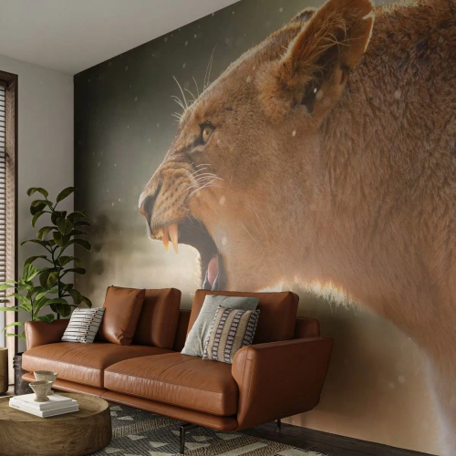 Fotomural Standard Eco - Silencio, es mi turno de palabra - animales, León, África - 350x256 cm