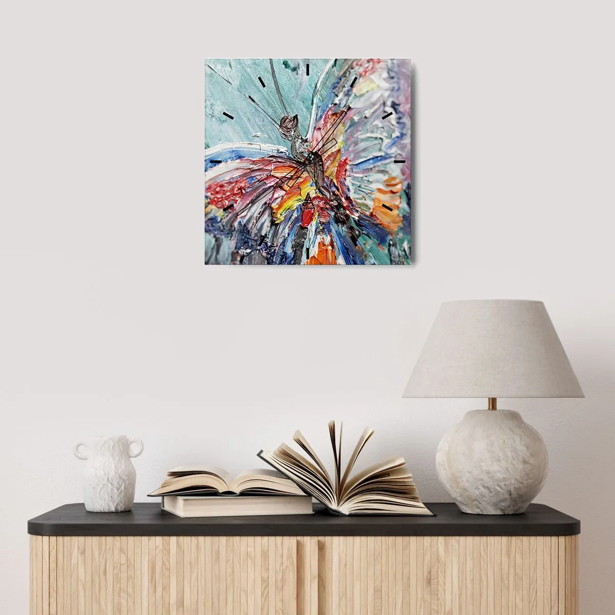 Reloj de pared - Reloj de vidrio - Pintado por la naturaleza - 40x40 cm