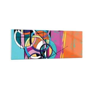 Cuadro sobre vidrio - Impresiones sobre Vidrio - Abstracción colorida con círculos geométricos. - 140x50cm - Círculo sobre círculo - Decoración de pared moderna para salón y dormitorio ARTTOR