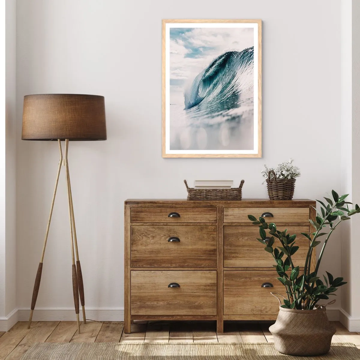 Póster en marco roble claro - La cima del océano - 70x100 cm