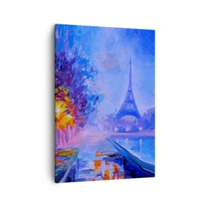 Cuadro sobre lienzo - Impresión de Imagen - Una avenida con farolas en París con la Torre Eiffel al fondo - 50x70cm - Un paseo de ensueño - Decoración de pared moderna para salón y dormitorio ARTTOR