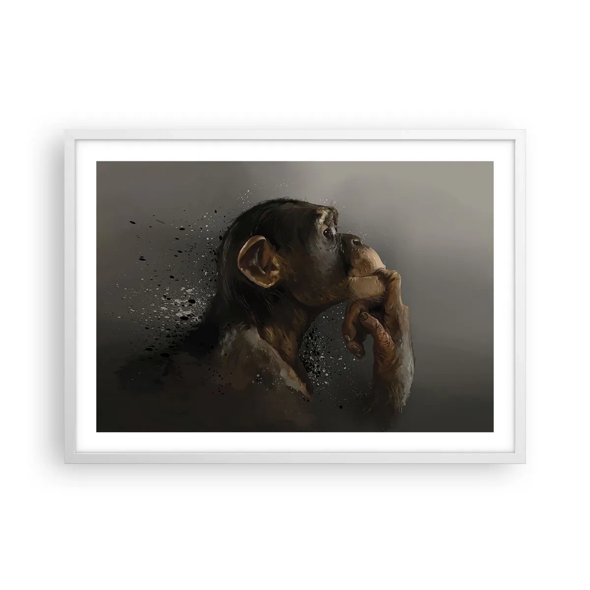 Póster en marco blanco - La evolución del pensador - 70x50 cm