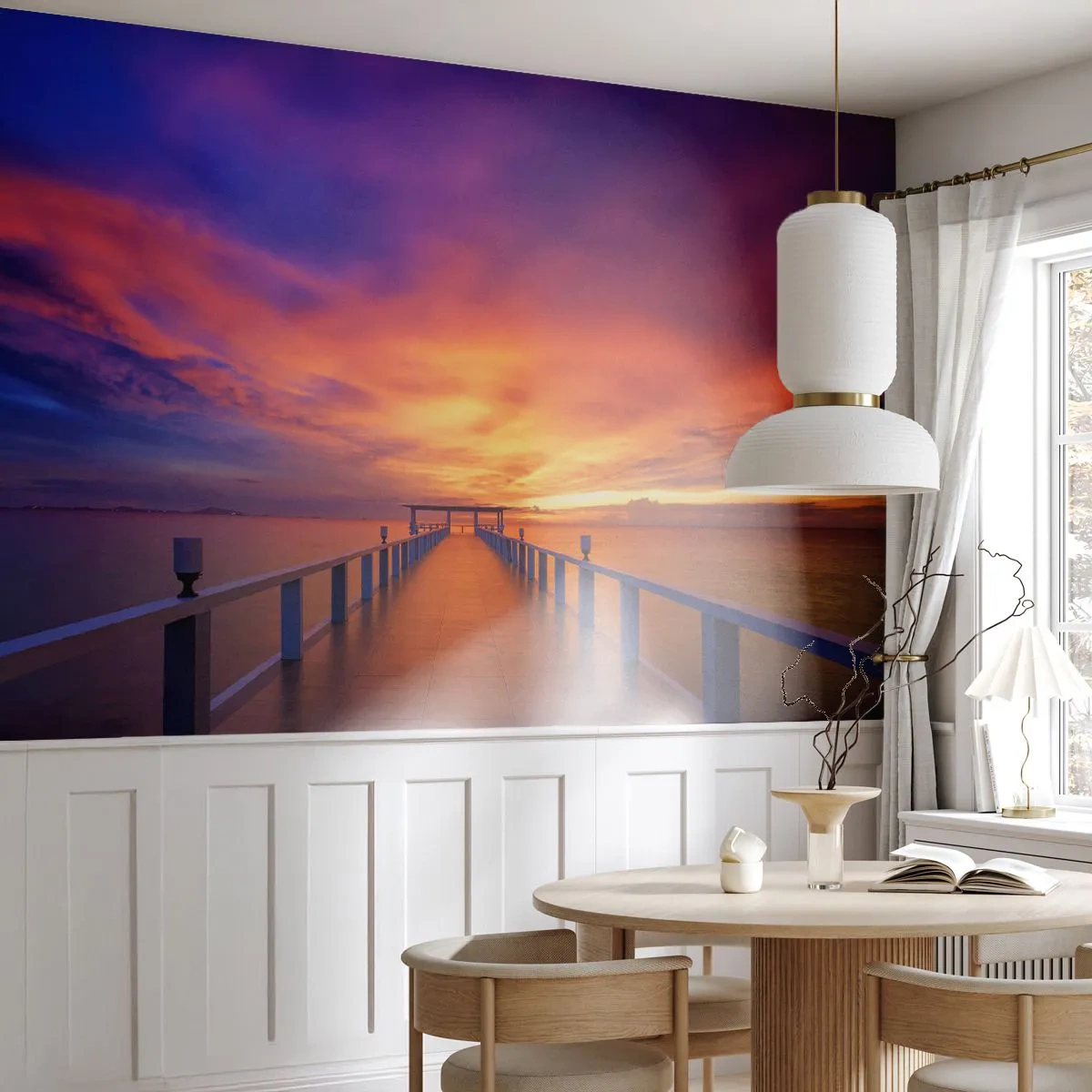Fotomural Premium Sand - Sin fin - Paisaje, Muelle, Atardecer - 350x256 cm