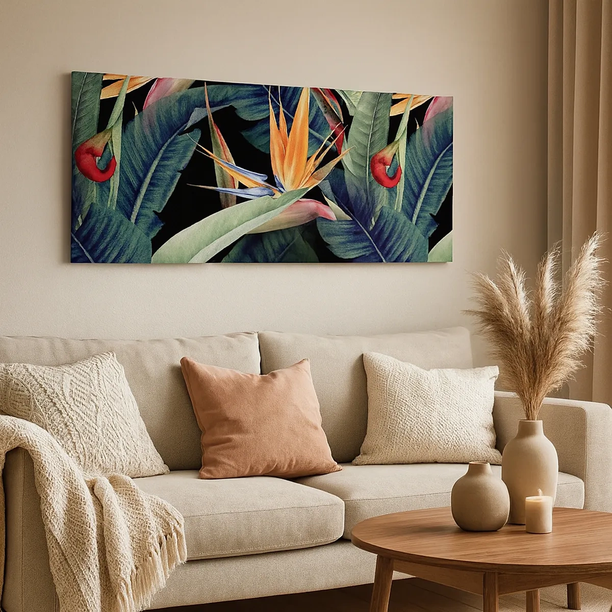 Cuadro sobre lienzo - Impresión de Imagen - Flores de llamas de los trópicos - 30x30 cm