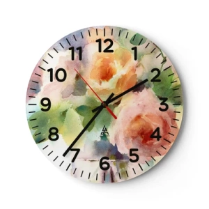Reloj de pared - Reloj de vidrio - Delicado como una acuarela - 40x40 cm