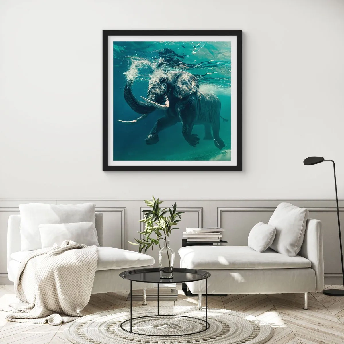 Póster en marco negro - A todos nos gusta nadar - 30x30 cm