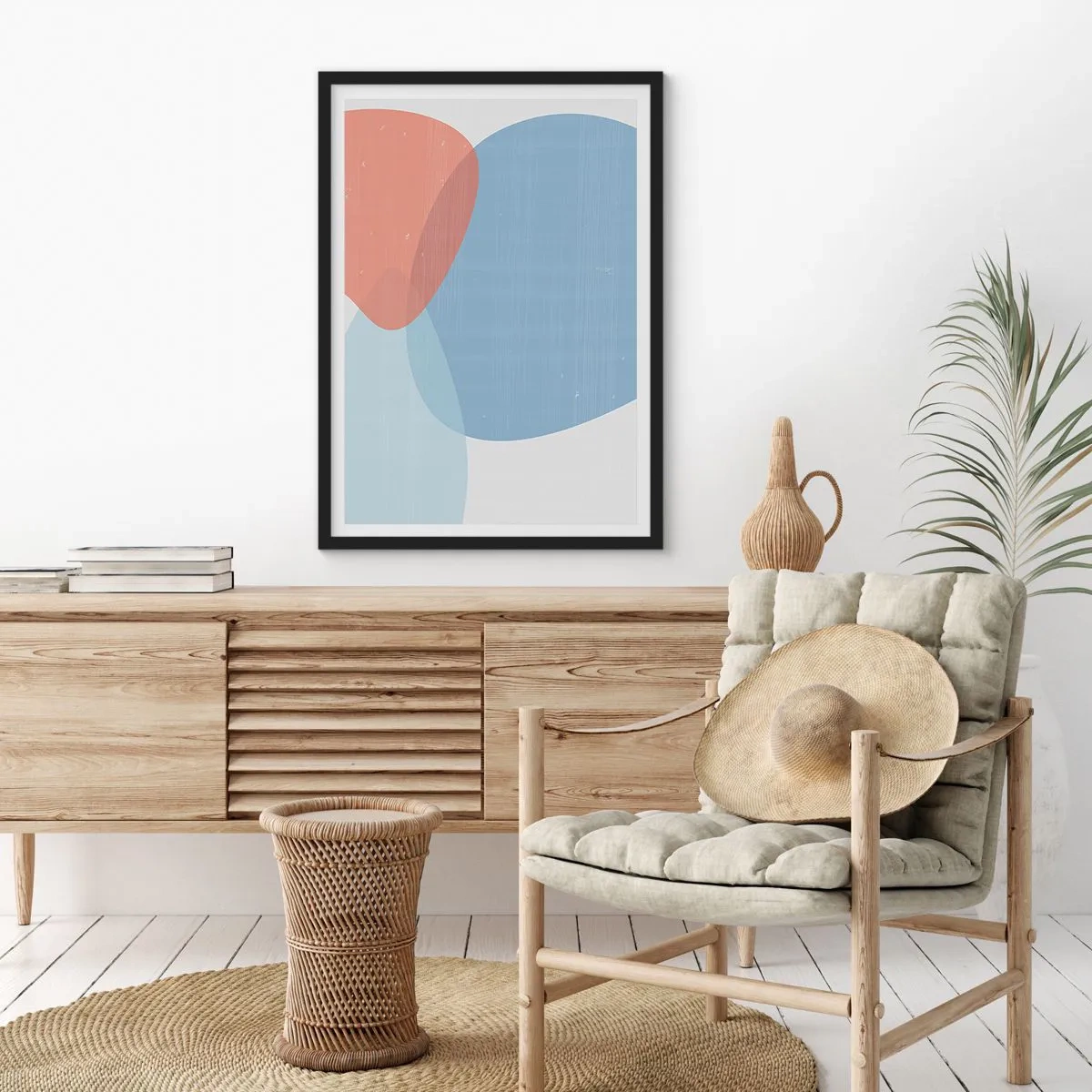 Póster en marco negro - Relaciones en colores pastel - 70x100 cm