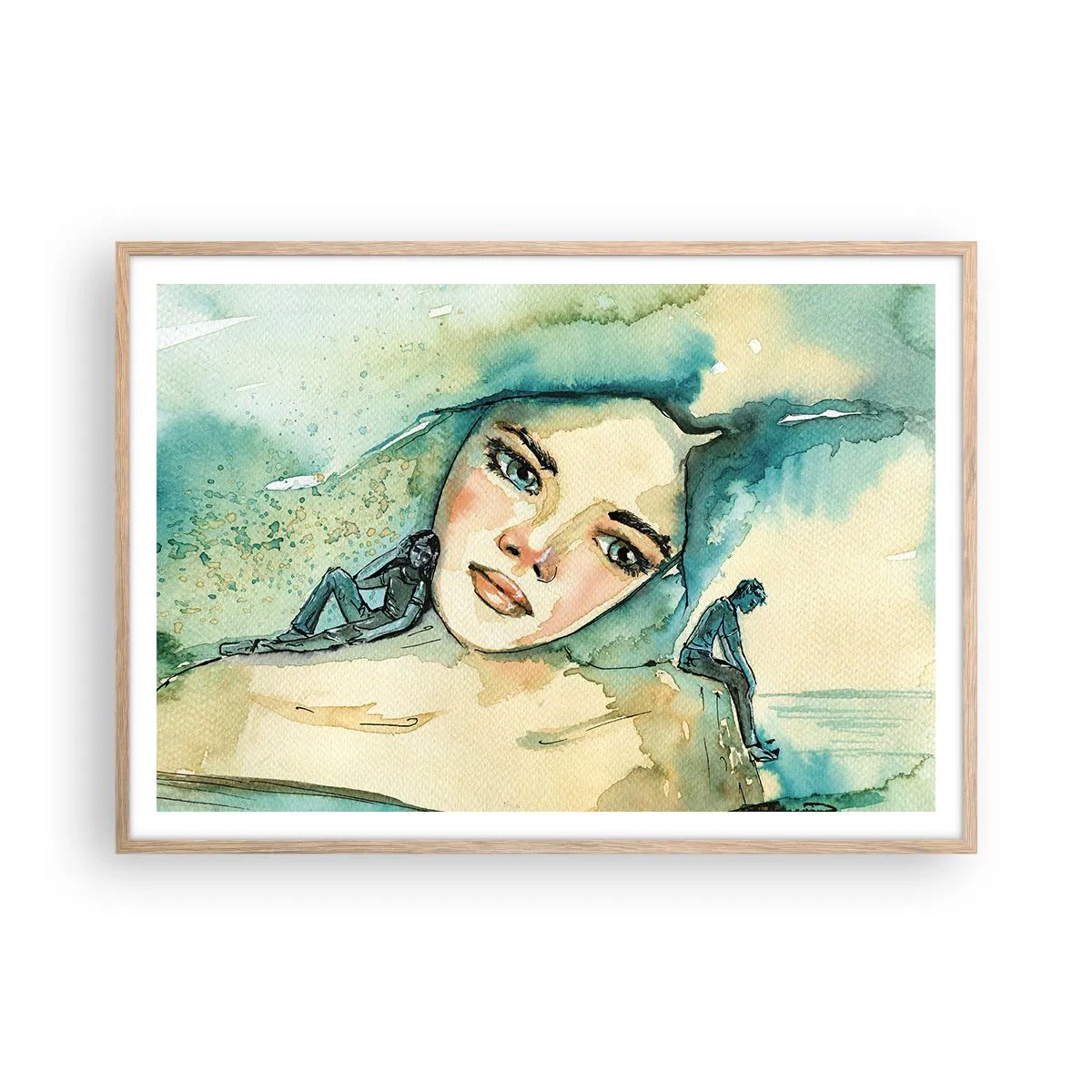 Póster en marco roble claro - ¿Soy azul? - 100x70 cm