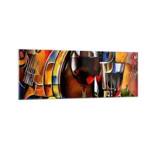 Cuadro sobre vidrio - Impresiones sobre Vidrio - Bodegón abstracto con gafas e instrumentos - 140x50cm - Y el mundo se vuelve más colorido - Decoración de pared moderna para salón y dormitorio ARTTOR