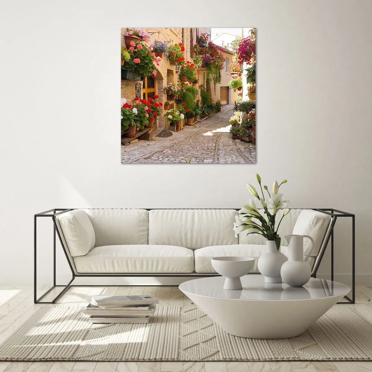 Cuadro sobre vidrio - Impresiones sobre Vidrio - En un torrente de flores - 70x70 cm