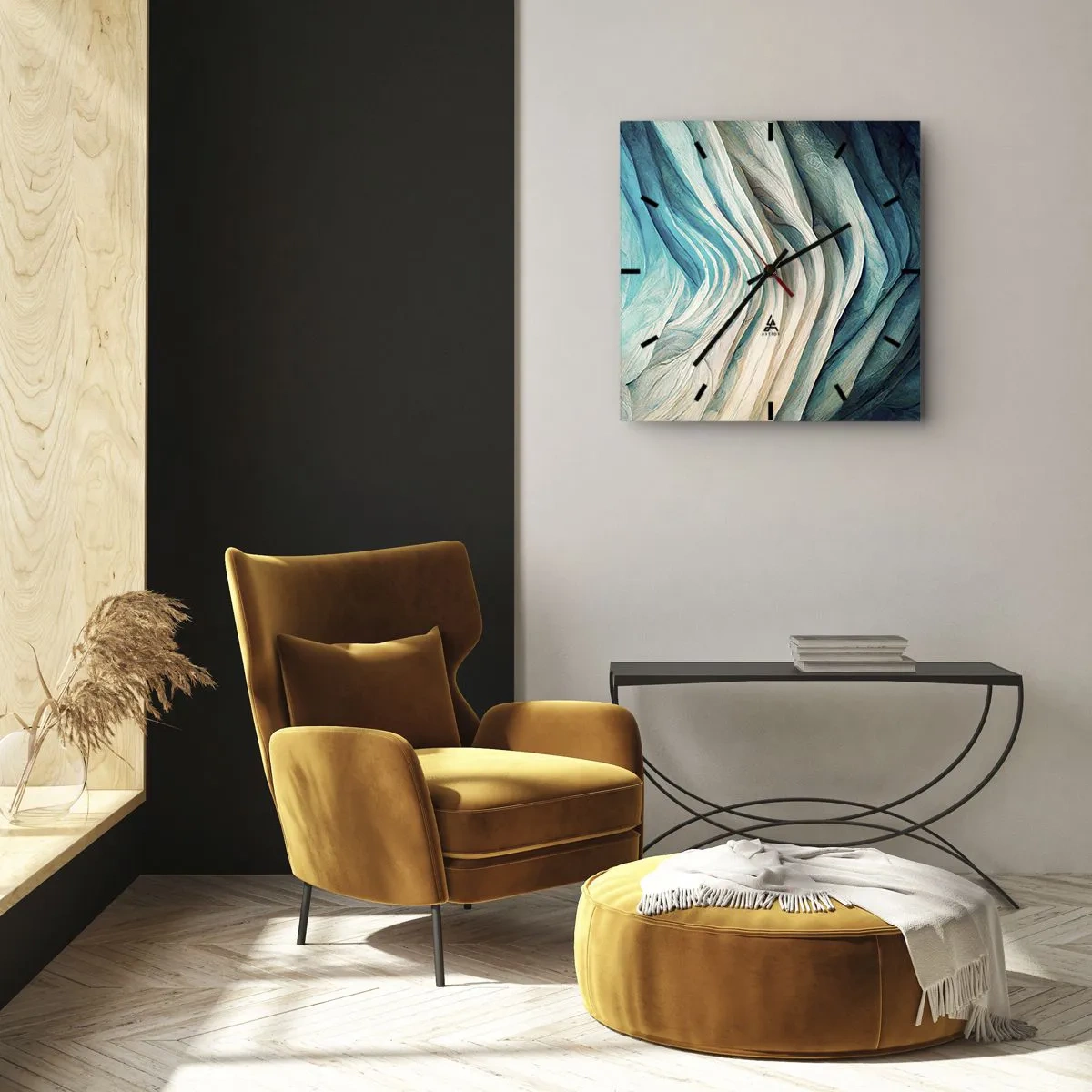 Reloj de pared - Reloj de vidrio - Azul insaciable - 30x30 cm