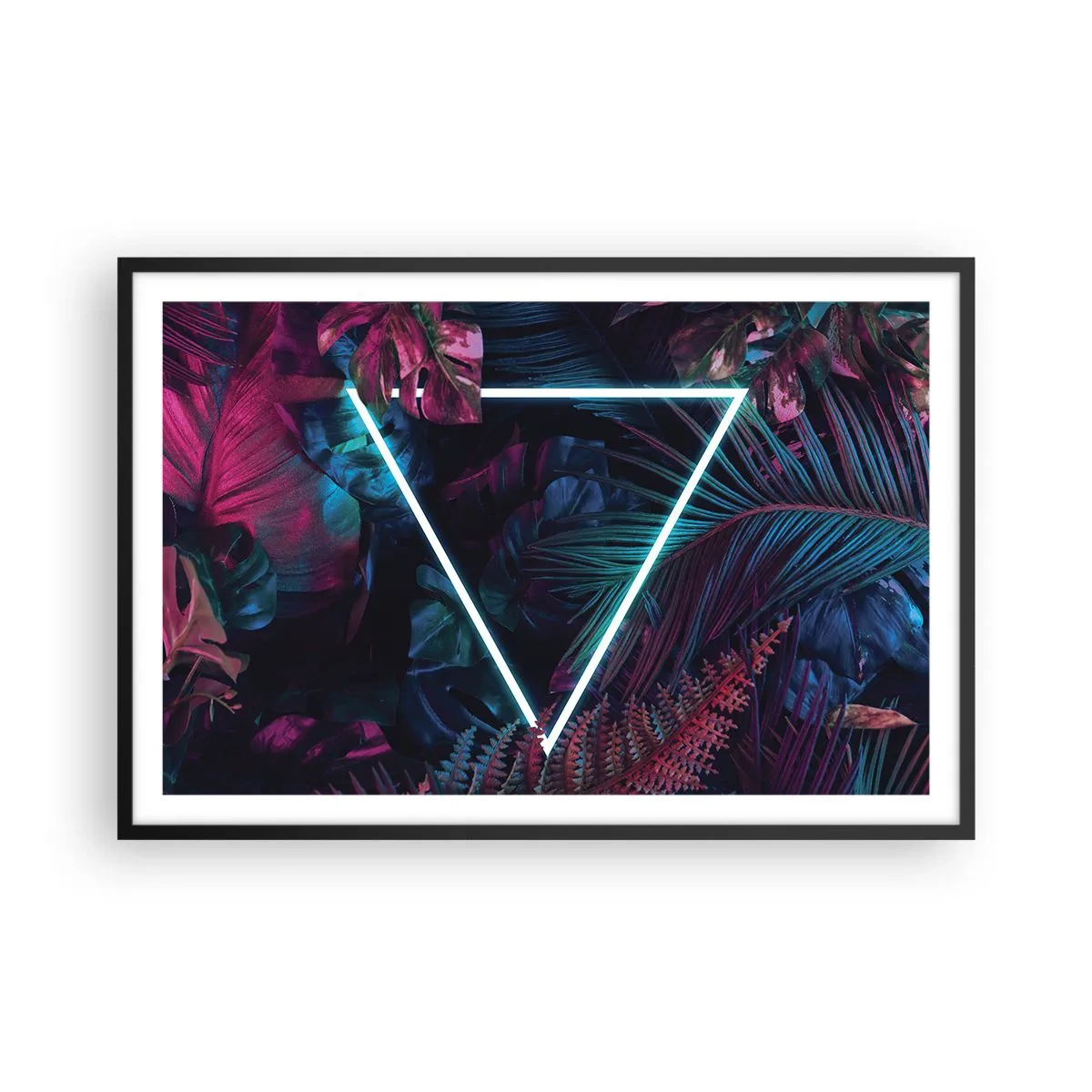 Póster en marco negro - Jardín fluorescente - 91x61 cm