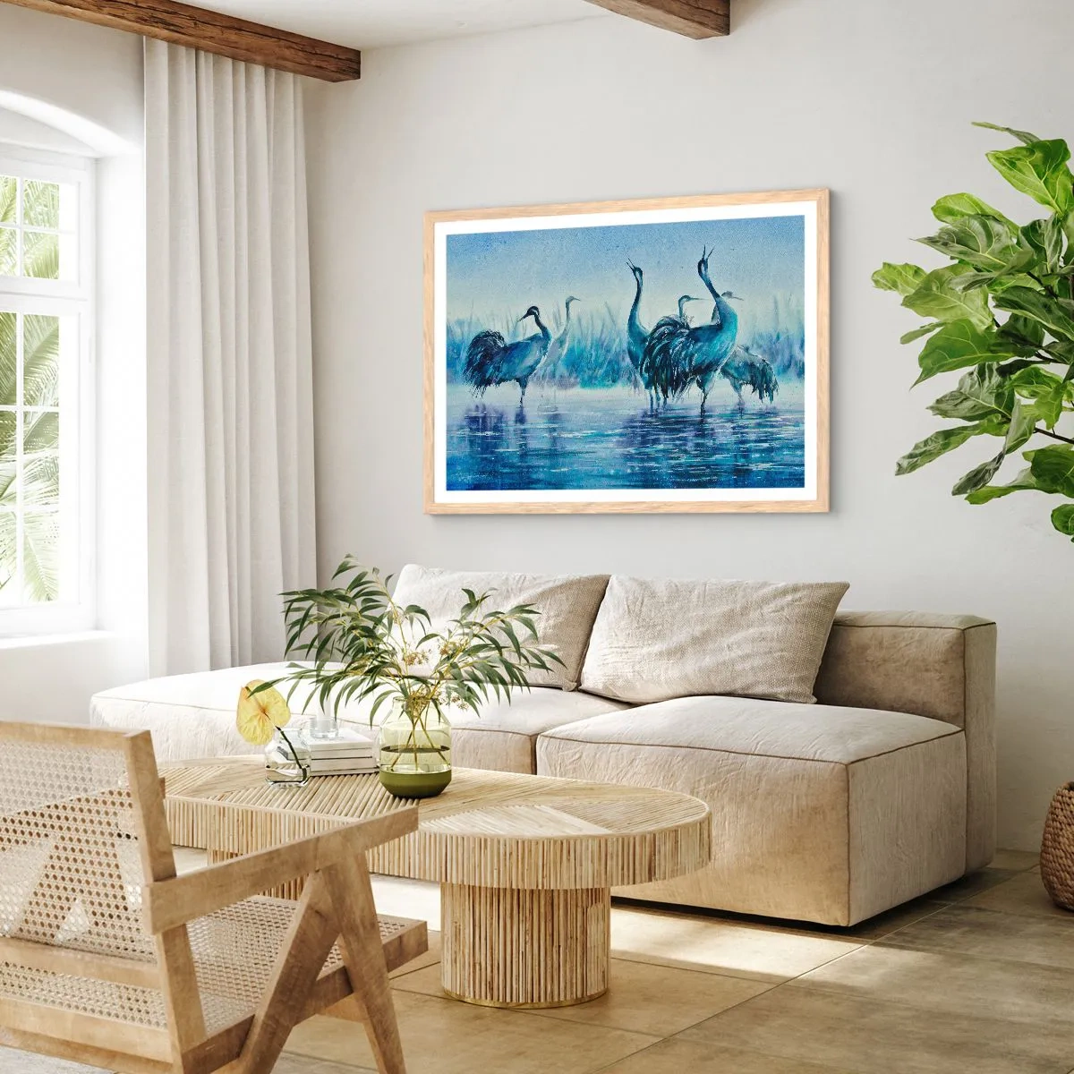 Póster en marco roble claro - Reunión matinal - 70x50 cm