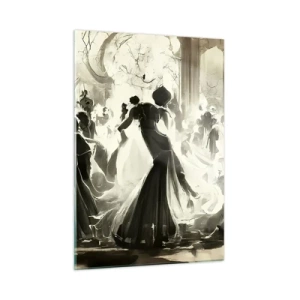 Cuadro sobre vidrio - Impresiones sobre Vidrio - Una escena de salón de baile de estilo retro con figuras bailando. - 50x70cm - Gran mascarada - Decoración de pared moderna para salón y dormitorio ARTTOR