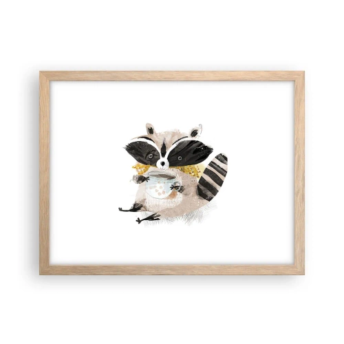 Póster en marco roble claro - Mi amigo mapache - 40x30 cm