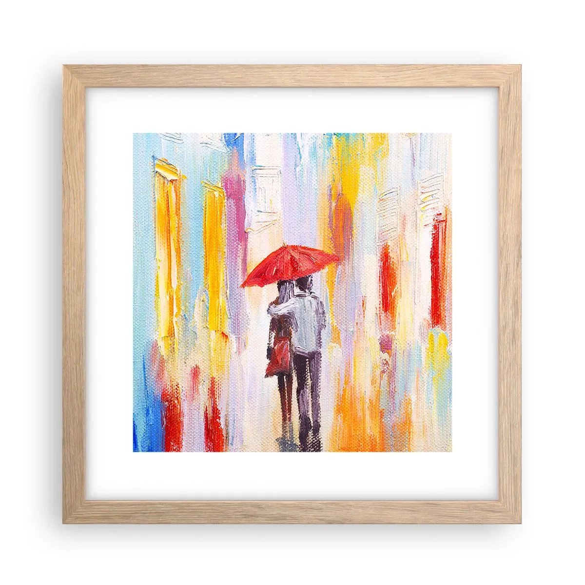 Póster en marco roble claro - Que siga lloviendo - 30x30 cm