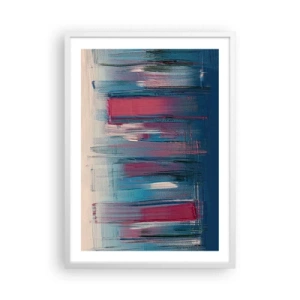 Póster en marco blanco - Composición vertical en azul y rojo - 50x70 cm