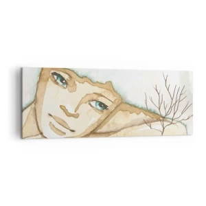 Cuadro sobre lienzo - Impresión de Imagen - Retrato artístico de una mujer en colores pastel. - 140x50cm - El árbol de la poesía crece en el silencio - Decoración de pared moderna para salón y dormitorio ARTTOR