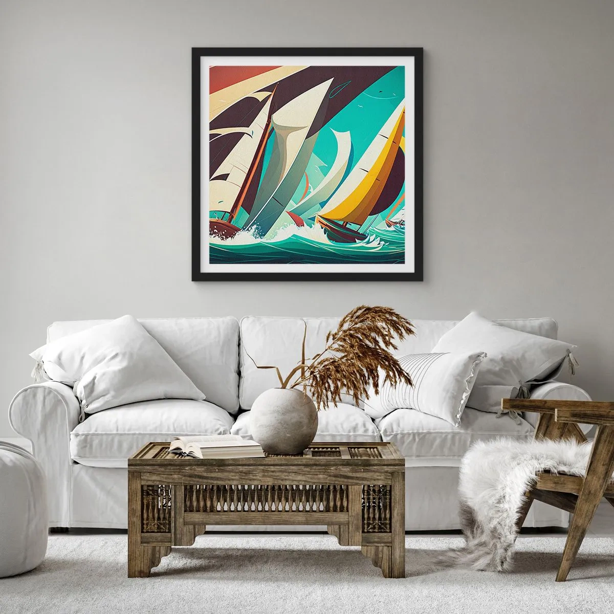 Póster en marco negro - Afrontar los elementos - 50x50 cm