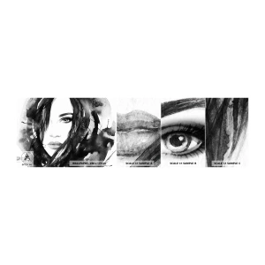 Muestra De Fotomural Standard Eco - Retrato de una dama en blanco y negro - Abstracción, cara de mujer, Retrato - 100x30 cm