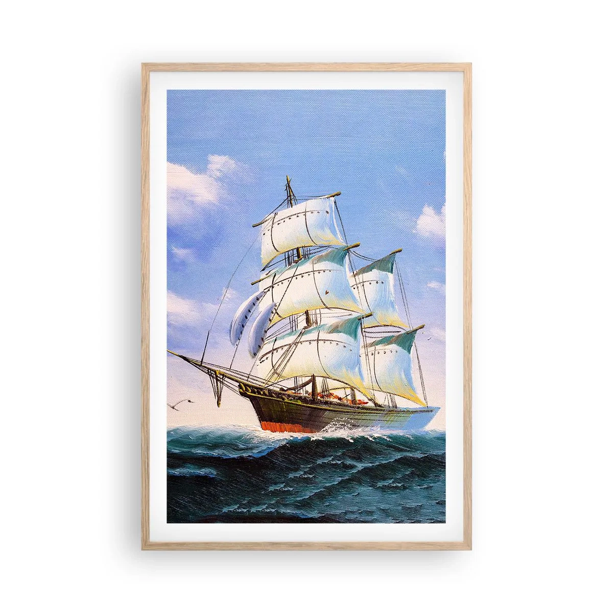 Póster en marco roble claro - Orgulloso con el viento - 61x91 cm