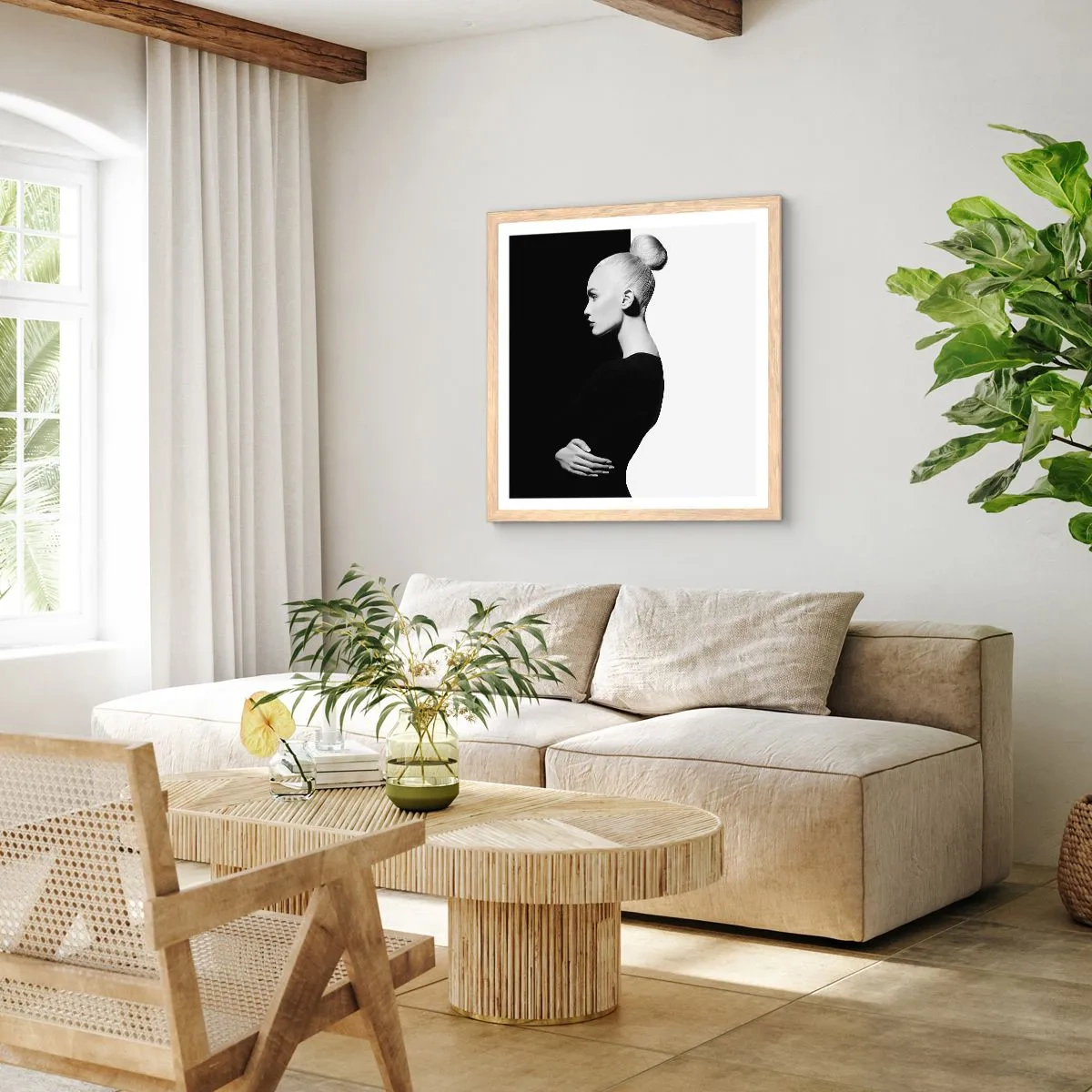 Póster en marco roble claro - Simplemente femenina - 40x40 cm