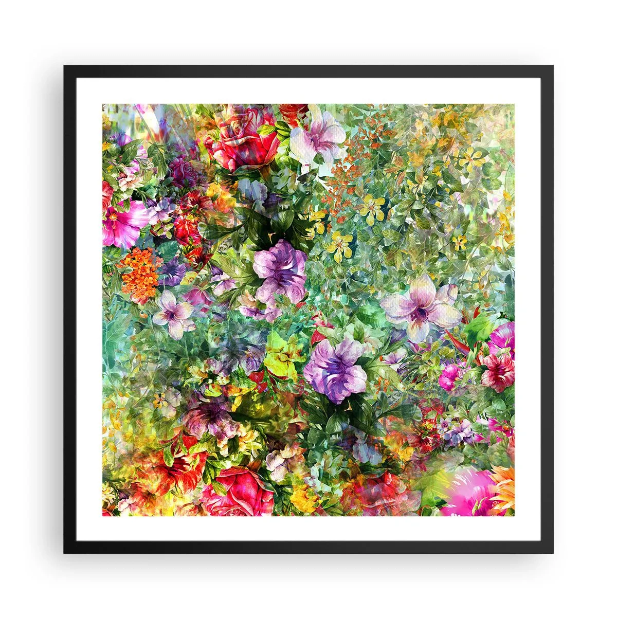 Póster en marco negro - En flores a la perdición - 60x60 cm