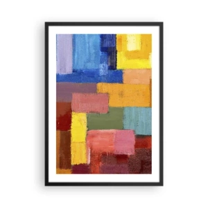 Póster en marco negro - Rectángulos coloridos abstractos en una composición armoniosa - 50x70cm - Cada una diferente, todas coloridas - Decoración de pared moderna para salón y dormitorio ARTTOR