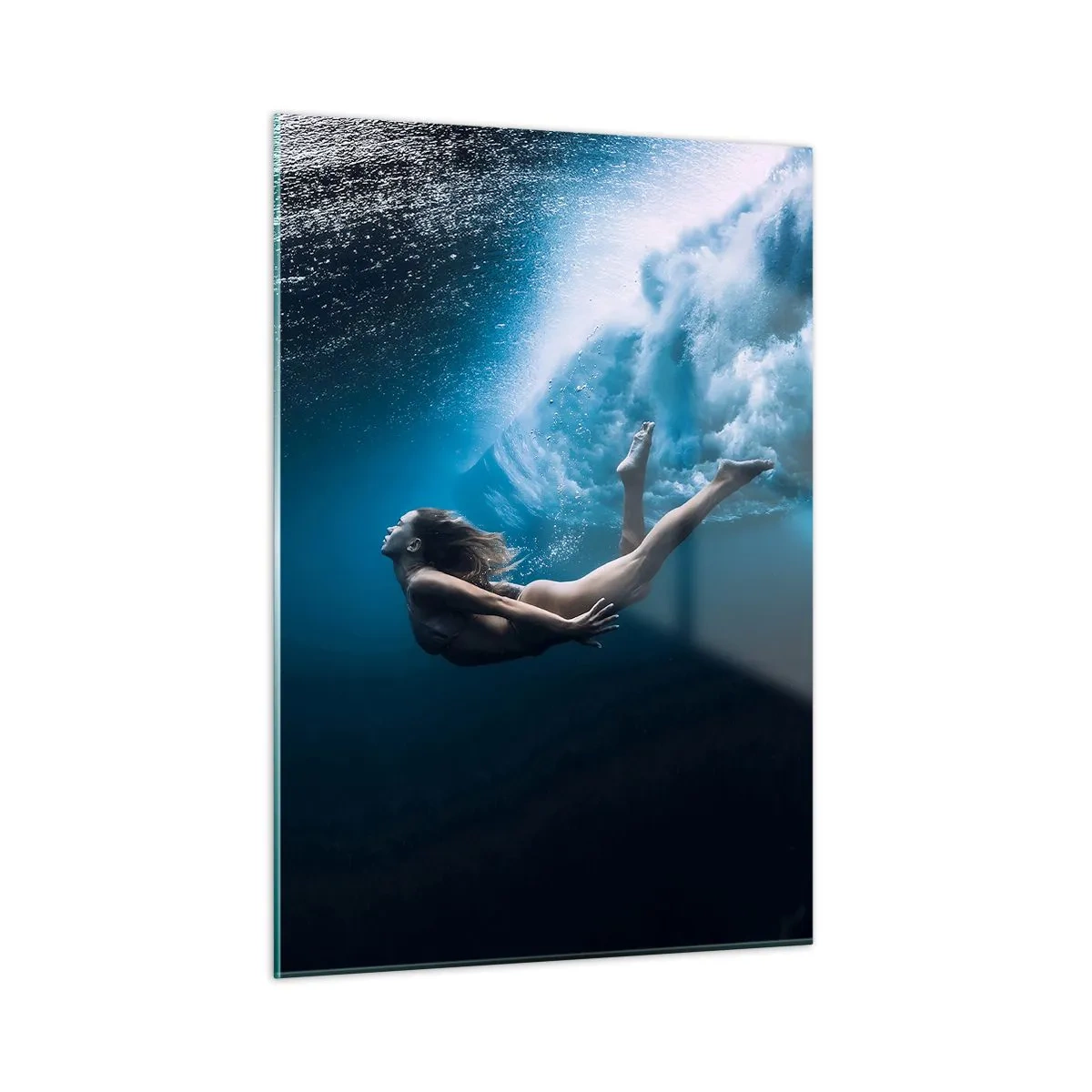 Cuadro sobre vidrio - Impresiones sobre Vidrio - Sirena moderna - 50x70cm - Una sirena contemporánea - Decoración de pared moderna para salón y dormitorio ARTTOR